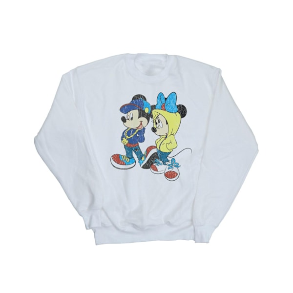 Disney Girls Mickey och Minnie Mouse Pose Sweatshirt 7-8 år White 7-8 Years