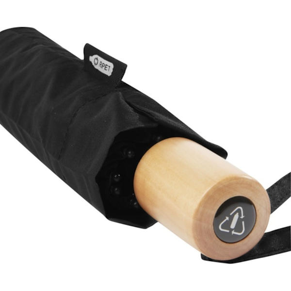 Avenue Birgit Återvunnet Fällbart Paraply En Storlek Solid Svart Solid Black One Size