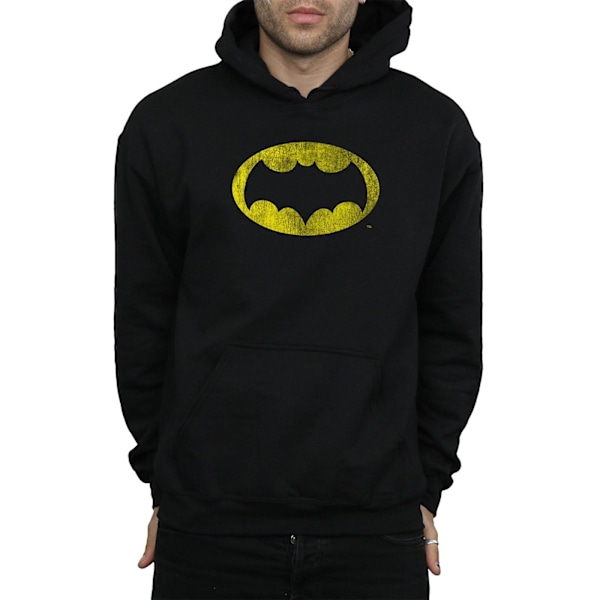 DC Comics Herr Batman TV-serie Distressed Logo Hoodie XL Svart Black XL