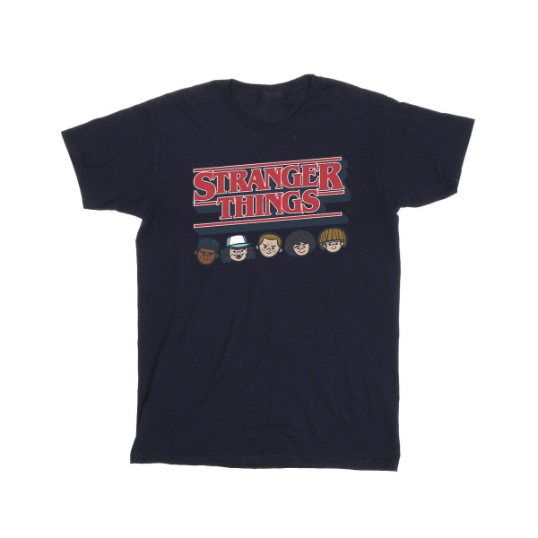 Netflix Boys Stranger Things Caricature Logo T-shirt 7-8 år Navy Blue 7-8 Years