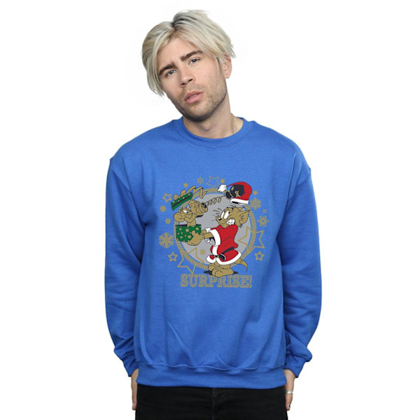 Tom And Jerry Herr Jul Överraskning Sweatshirt S Royal Blue Royal Blue S