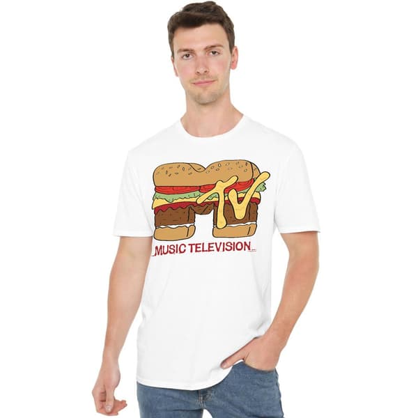 MTV Herr Hamburger Logotyp T-shirt M Vit White M