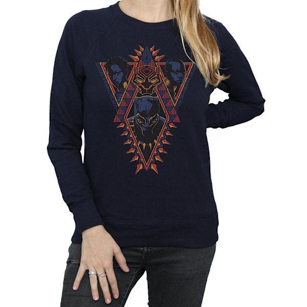 Marvel Dam/Kvinnor Black Panther Tribal Heads Sweatshirt XL N Navy Blue XL