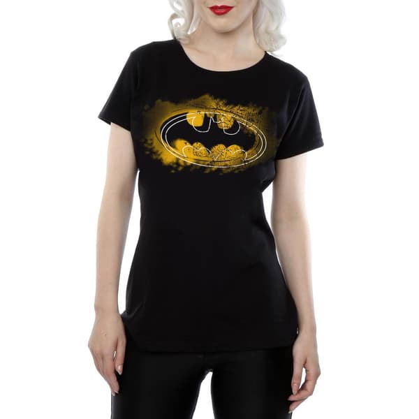 DC Comics Dam/Dam Batman Spray Logotyp Bomull T-Shirt S Svart Black S