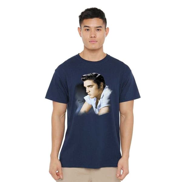 Elvis Presley Profil-T-shirt för män L Marinblå Navy L