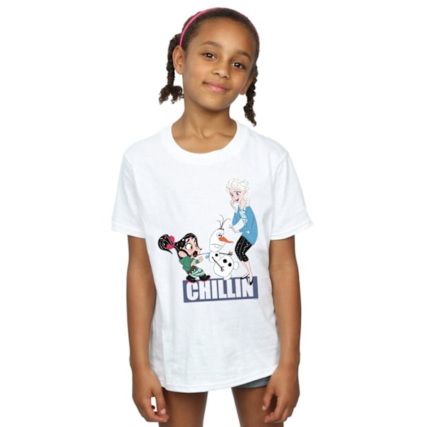 Disney Girls Wreck It Ralph Elsa Och Vanellope Bomull T-shirt 1 White 12-13 Years