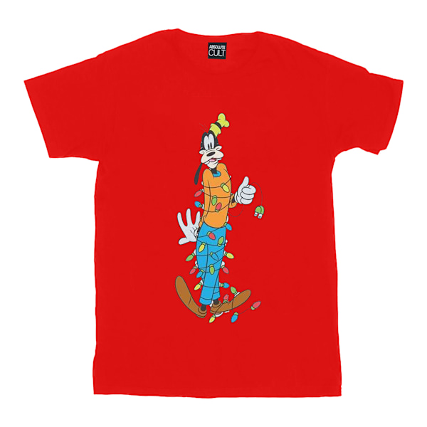 Disney Dam/Damer Goofy Julbelysning Bomull Boyfriend T- Red M