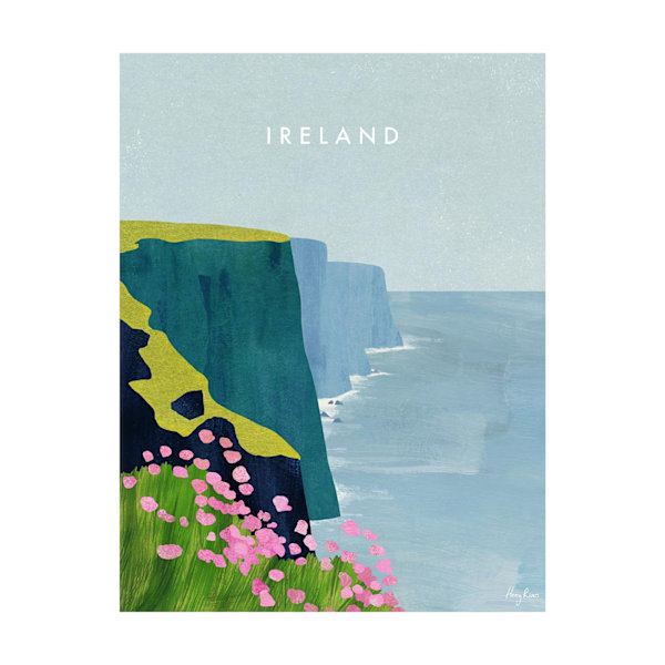Henry Rivers Irland Cliffs Of Moher Tryck 40cm x 30cm Blå/Grön Blue/Green/Pink 40cm x 30cm