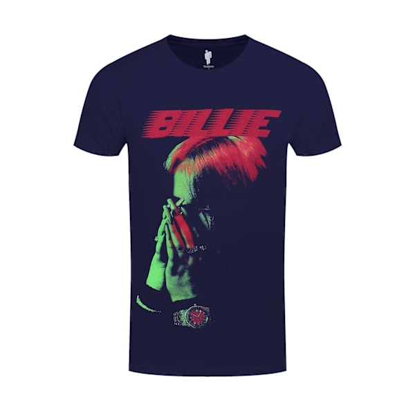 Billie Eilish Unisex Vuxen Händer Ansikte Bomull T-shirt XL Marinblå Navy Blue XL