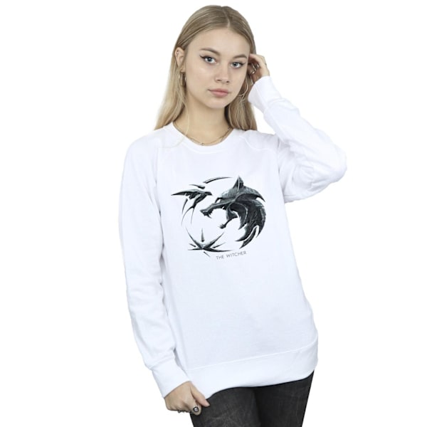 Netflix Dam/Damer The Witcher Wolf Logo Sweatshirt XXL Vit White XXL