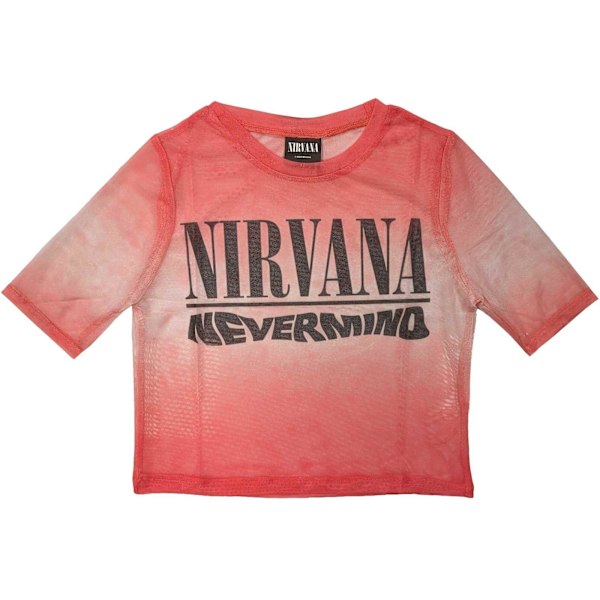 Nirvana Dam/Kvinnor Nevermind Wavy Mesh Logo Crop Top XXS Röd Red/White XXS