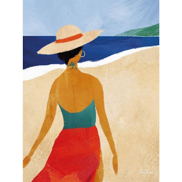 Henry Rivers Beach Girl II Canvas Print 50cm x 40cm Brun/Blå/ Brown/Blue/Green 50cm x 40cm