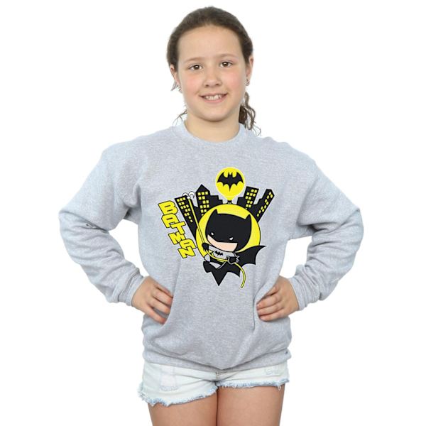 DC Comics Girls Chibi Batman Swinging Sweatshirt 9-11 år Spo Sports Grey 9-11 Years