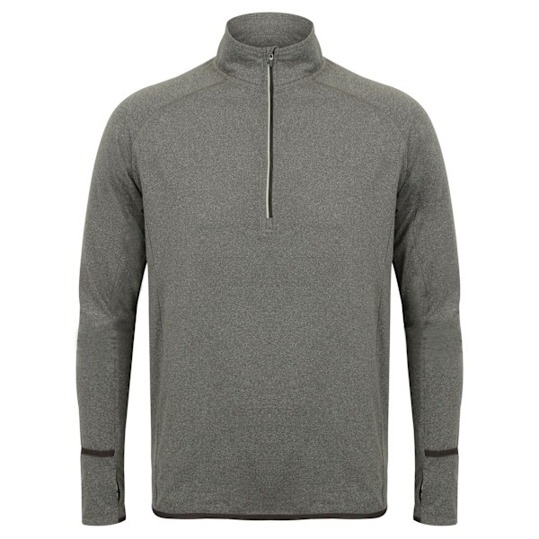 Tombo Herr Långärmad Zip Neck Performance Top M Gråmelerad Grey Marl M