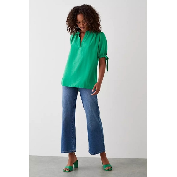 Dorothy Perkins Dam/Kvinnor Overhead Tall Tie Sleeves Skjorta 1 Green 12 UK