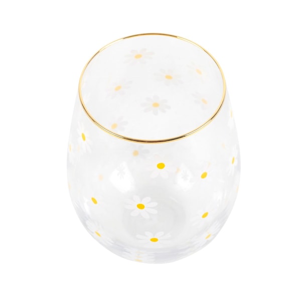 Something Different Spring Time Daisy Fotprydnad Vinglas En Storlek White/Yellow One Size