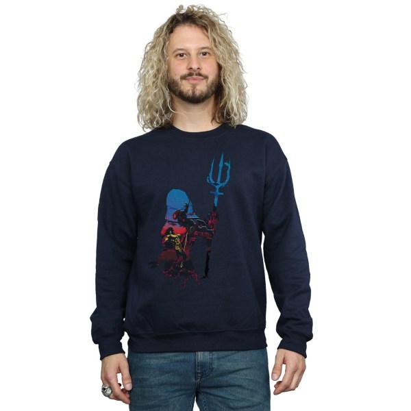 DC Comics Herr Aquaman Battle Silhouette Sweatshirt S Marinblå Navy Blue S