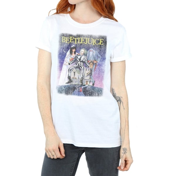 Beetlejuice Dam/Damer Distressed Poster Bomull Boyfriend T- White XL