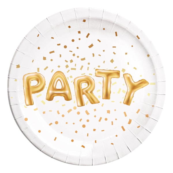 Procos Metallic Party Plates (8-pack) One Size Vit/Guld White/Gold One Size