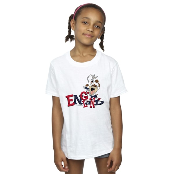 Looney Tunes Girls Bugs & Taz England Bomull T-shirt 12-13 År White 12-13 Years