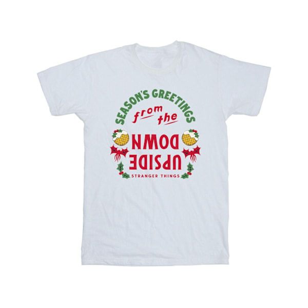 Netflix Boys Stranger Things Upside Down Seasons Greetings T-shirt White 7-8 Years