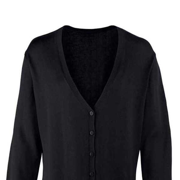 Premier Dam/Dam Cotton Acrylic V-hals Cardigan 24 UK Svart Black 24 UK