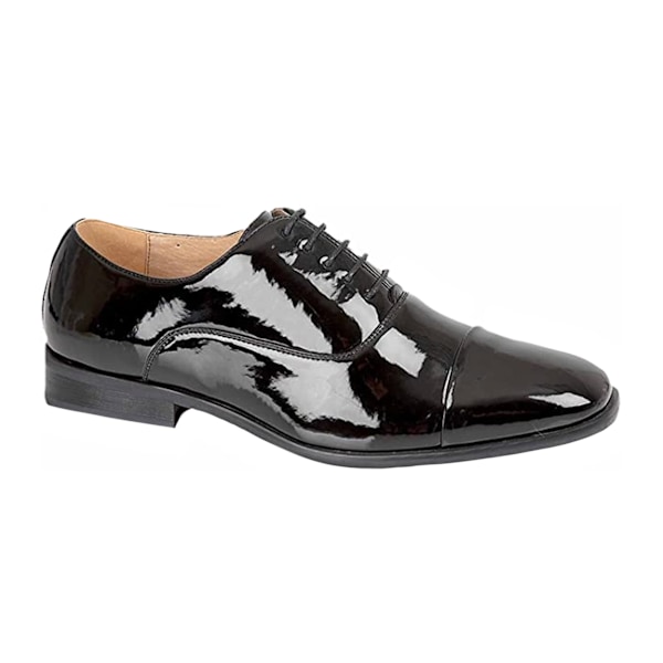 Goor herr Pleated Cap Oxford Tie Patent skor 11 UK Black Paten Black Patent 11 UK