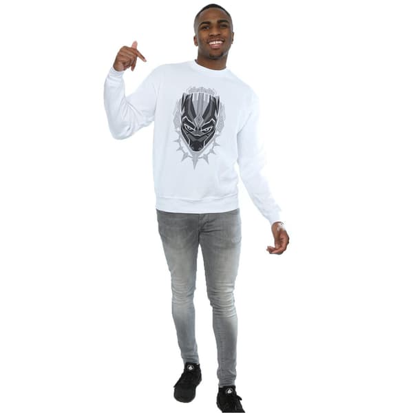 Marvel Herr Svart Panter Huvud Sweatshirt L Vit White L