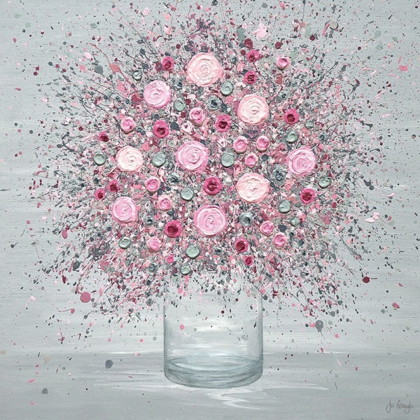 Jo Gough Blommor inramat print 30cm x 30cm Rosa/Vit Pink/White 30cm x 30cm