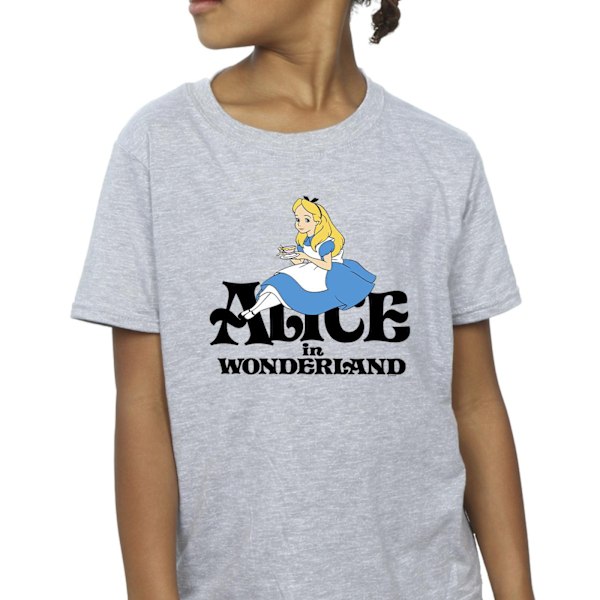 Disney Flickor Alice I Spegelland Tea Drinker Klassisk Bomull T-S Sports Grey 9-11 Years