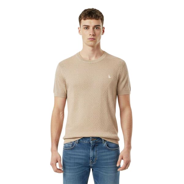 Jack Wills Herr Stickad T-shirt M Beige Beige M