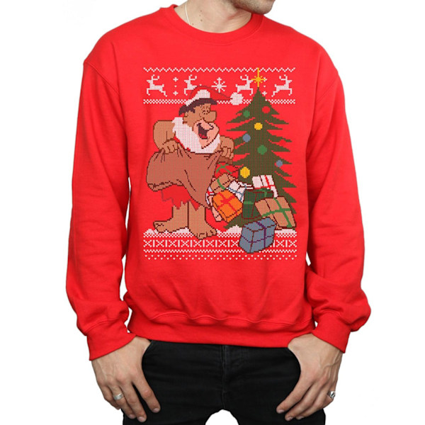 The Flintstones Herr Jul Fair Isle Sweatshirt L Röd Red L