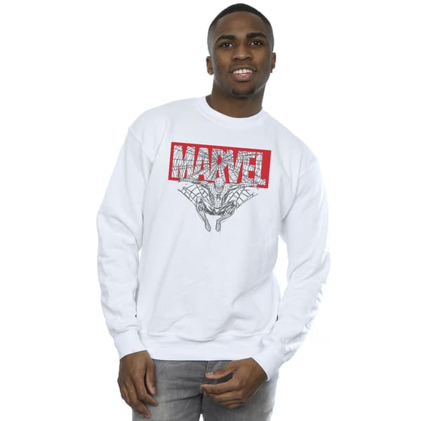 Marvel Herr Spider Man Logo Röd Sweatshirt XXL Vit White XXL
