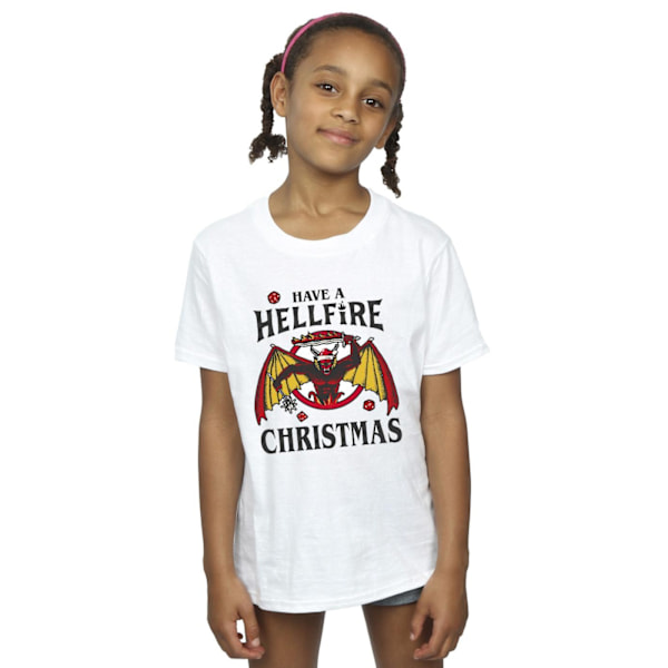 Netflix Girls Stranger Things Hellfire Jul Bomull T-shirt White 7-8 Years