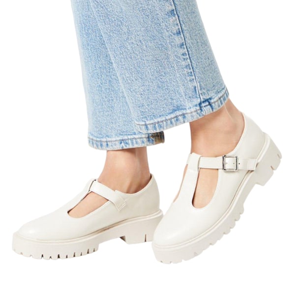 Faith Dam/Damer Naevias T-Bar Chunky Heel Mary Janes 6 UK B Beige 6 UK