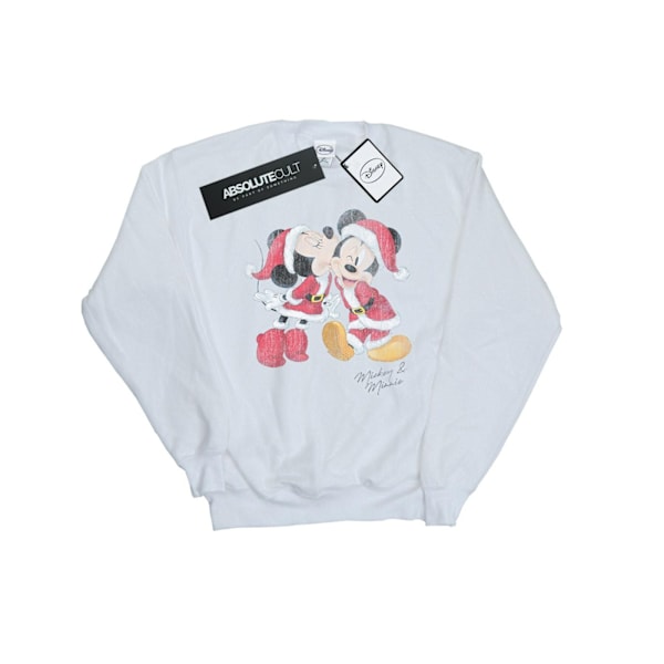 Disney Dam/Damer Mickey Och Minnie Jul Kyss Sweatshirt White M