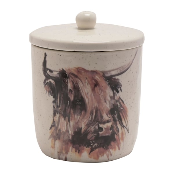 Meg Hawkins Förvaringsburk - Highland Cow 14 x 14 x 13 cm En White One Size