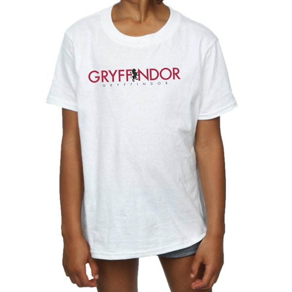 Harry Potter T-shirt i bomull med Gryffindor-text för flickor, 12-13 år, vit White 12-13 Years