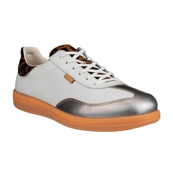 Ecco Dam Leopardmönstrade Platta Skinnskor 5. Gravel/White 5.5 UK