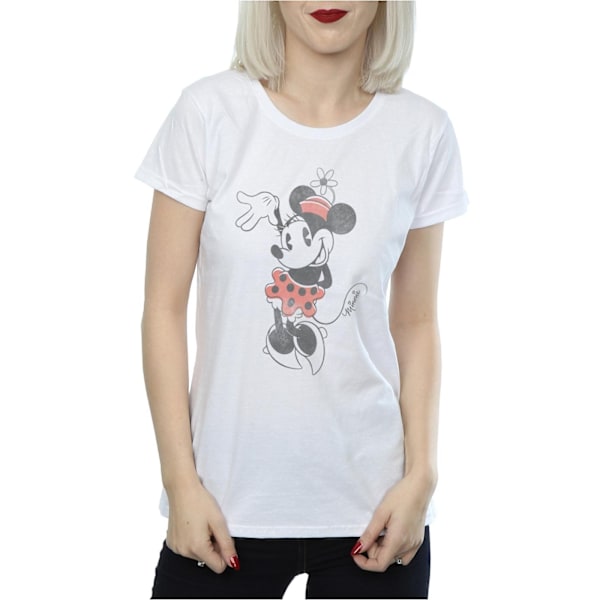 Disney Dam/Kvinnor Minnie Mouse Vinkande Bomull T-shirt XS Vit White XS