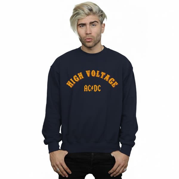 AC/DC Herr High Voltage Collegiate Sweatshirt S Marinblå Navy Blue S
