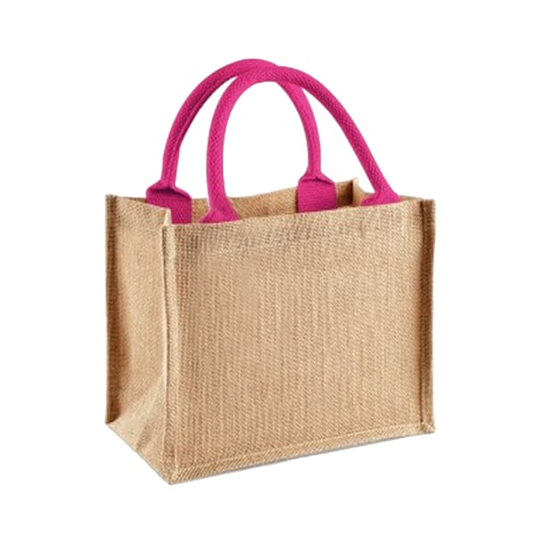 Westford Mill Jute Mini Presentpåse (6 liter) One Size Naturlig/Fuchsia Natural/Fuchsia One Size