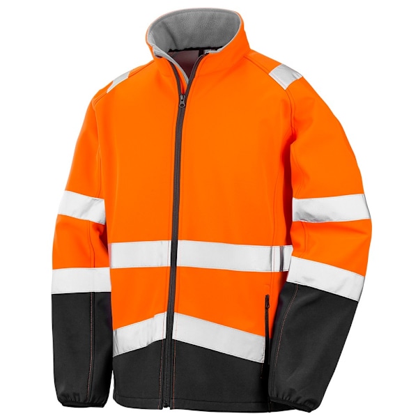 SAFE-GUARD by Result Herr Printable Safety Soft Shell Jacka 4X Fluorescent Orange/Black 4XL
