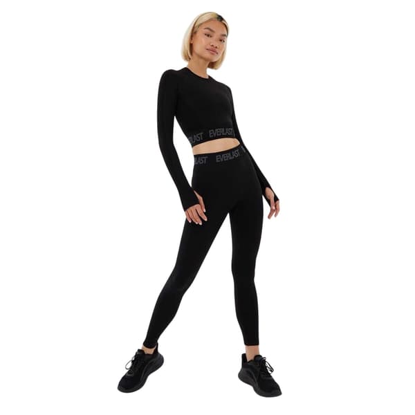 Everlast Dam Sömlös Långärmad Croppad Topp 8 UK Jet Jet Black 8 UK