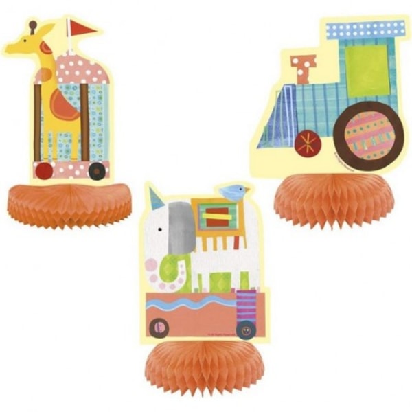Unik festcirkus djur babyshower bordsdekoration (3-pack) Multicoloured One Size