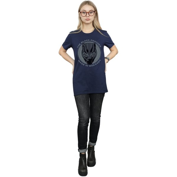 Black Panther Dam/Damer Tillverkad I Wakanda Bomull Boyfriend T-Shirt Navy Blue XL