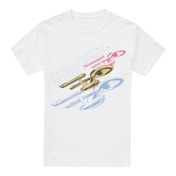 Star Trek Herr Tri Enterprise Retro T-Shirt L Vit White L