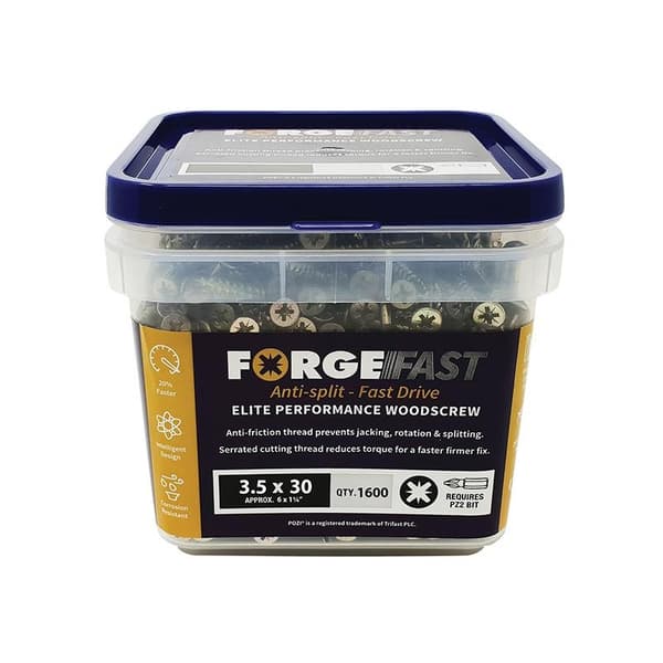 Forgefix Forgefast Pozi-kompatibla träskruvar, burk 5,0 x 60 mm Multi Colour 5.0 x 60mm