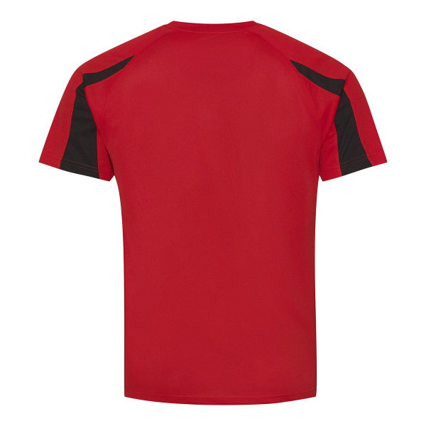 Just Cool Mens Contrast Cool Sports Plain T-Shirt 2XL Fire Red/ Fire Red/Jet Black 2XL
