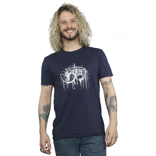 DC Comics Herr Batman Paint Splatter T-Shirt M Marinblå Navy Blue M